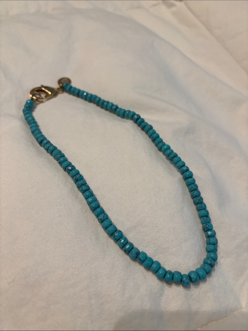 Turquoise Beaded Necklace with Gold Accents - Picture 2 of 4